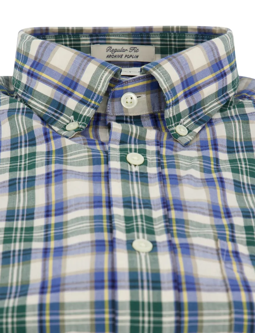 Casual overhemd Gant Regular Fit blauw groen geruit