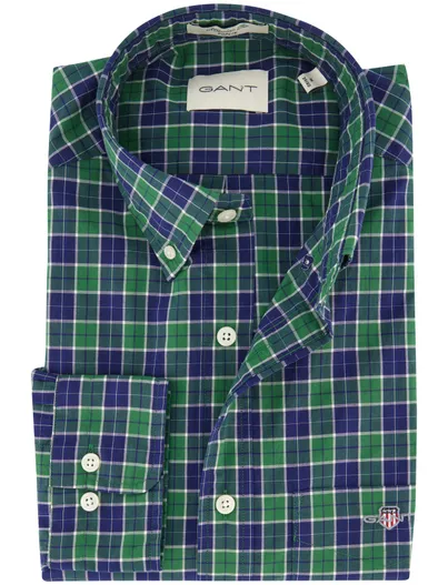 Gant Casual overhemd Gant Regular Fit groen katoen