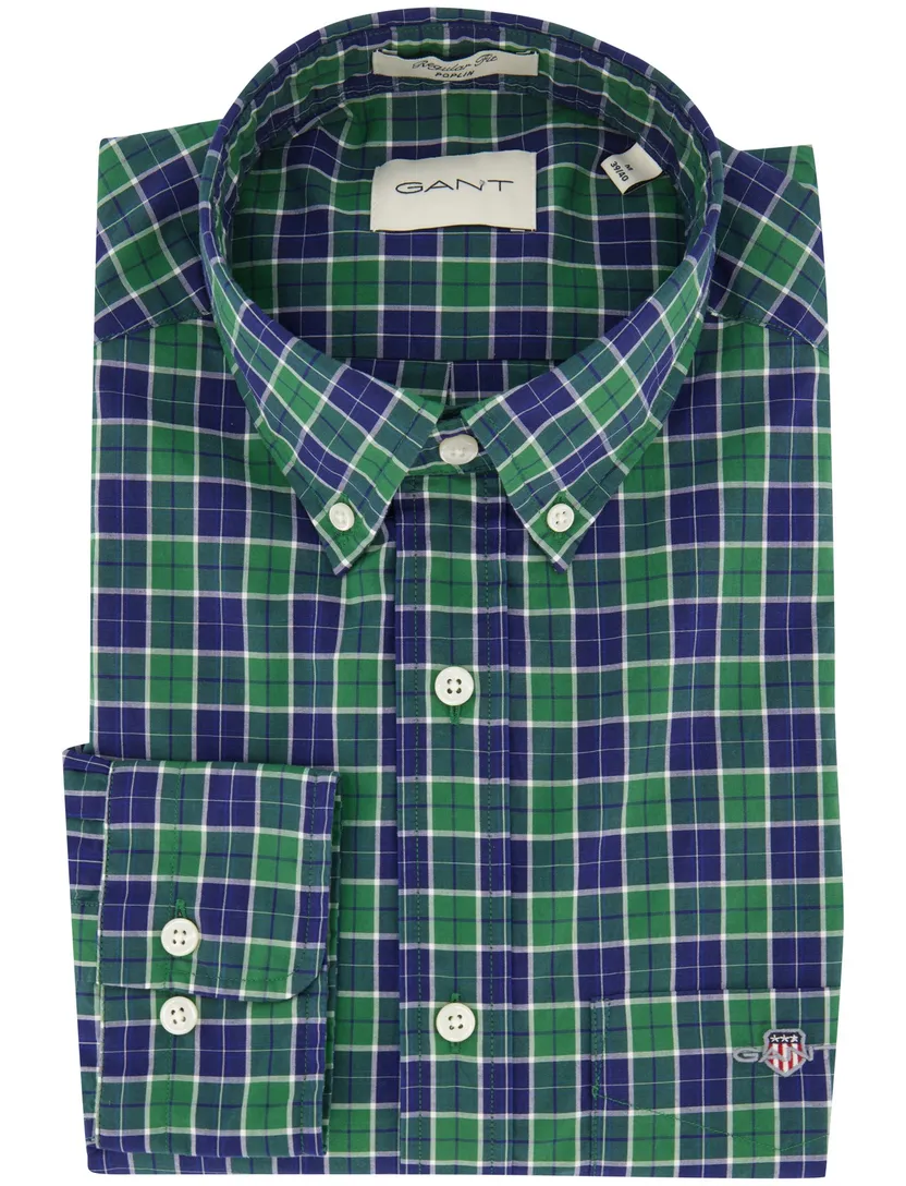 Casual overhemd Gant Regular Fit groen katoen