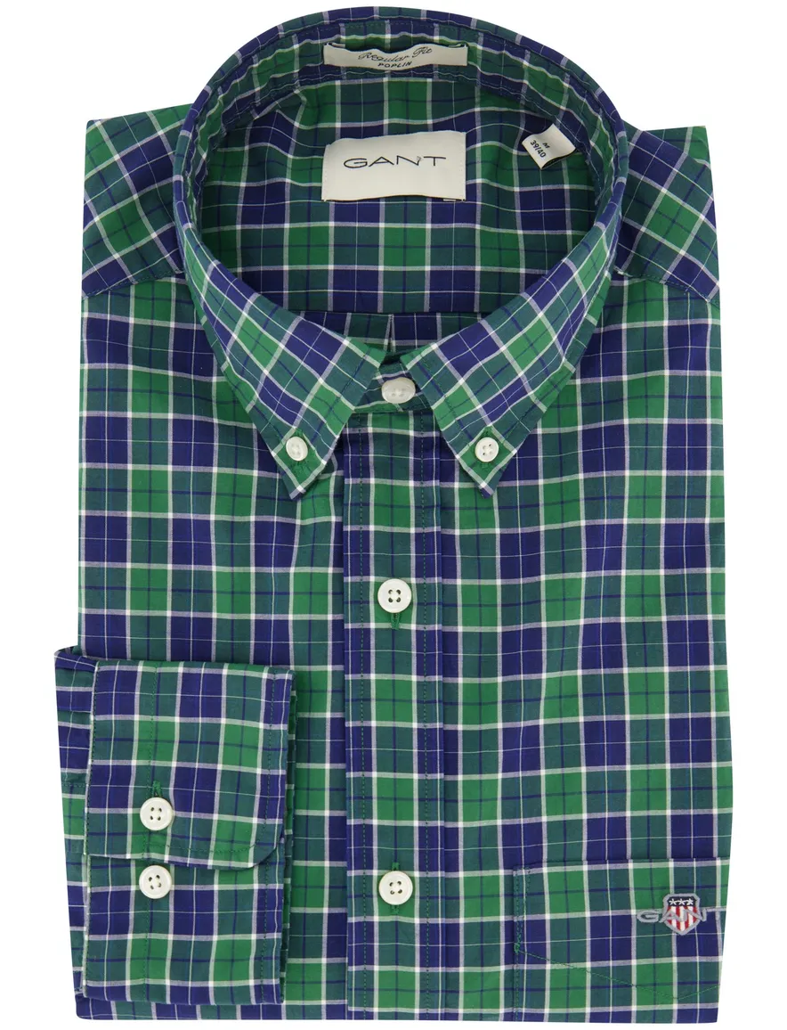 Gant Regular Fit casual overhemd groen geruit
