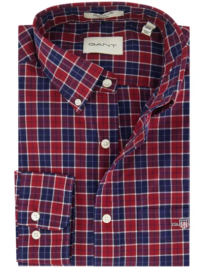 Gant Gant casual overhemd regular fit rood blauw katoen
