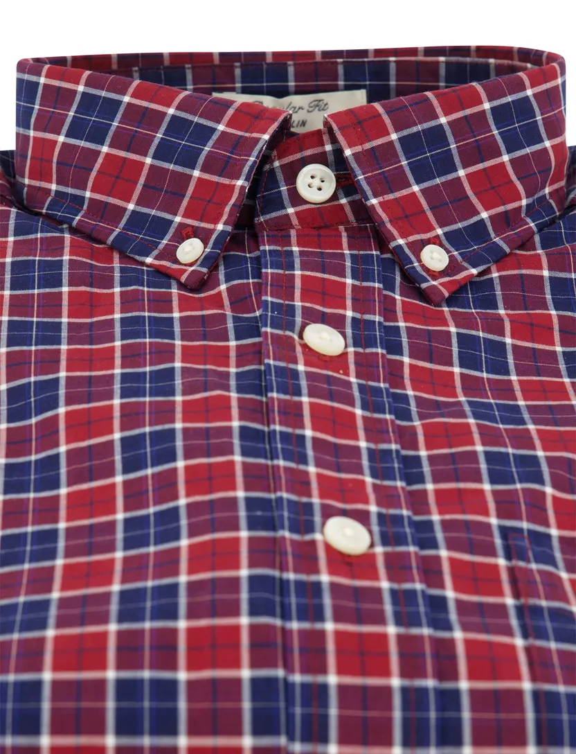 Gant casual overhemd regular fit rood blauw katoen