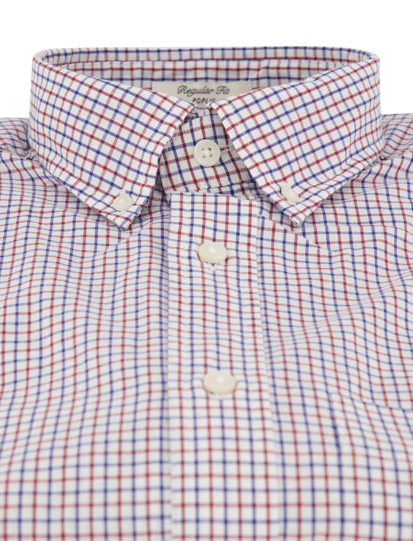 Gant overhemd rood geruit button-down collar