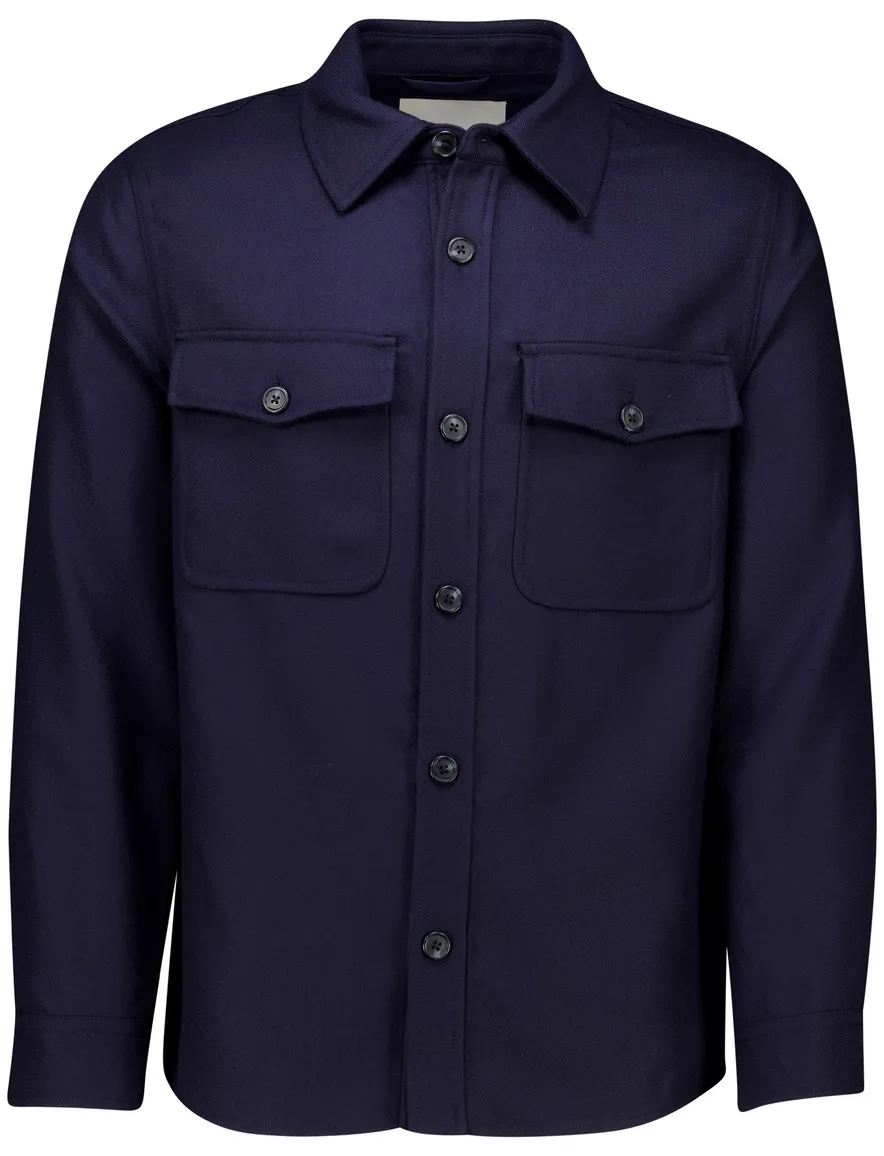 Gant overshirt donkerblauw effen normale fit