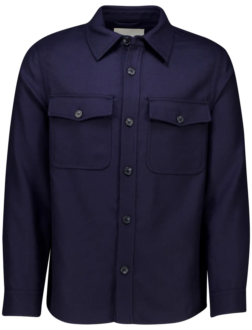 Gant overshirt donkerblauw effen normale fit