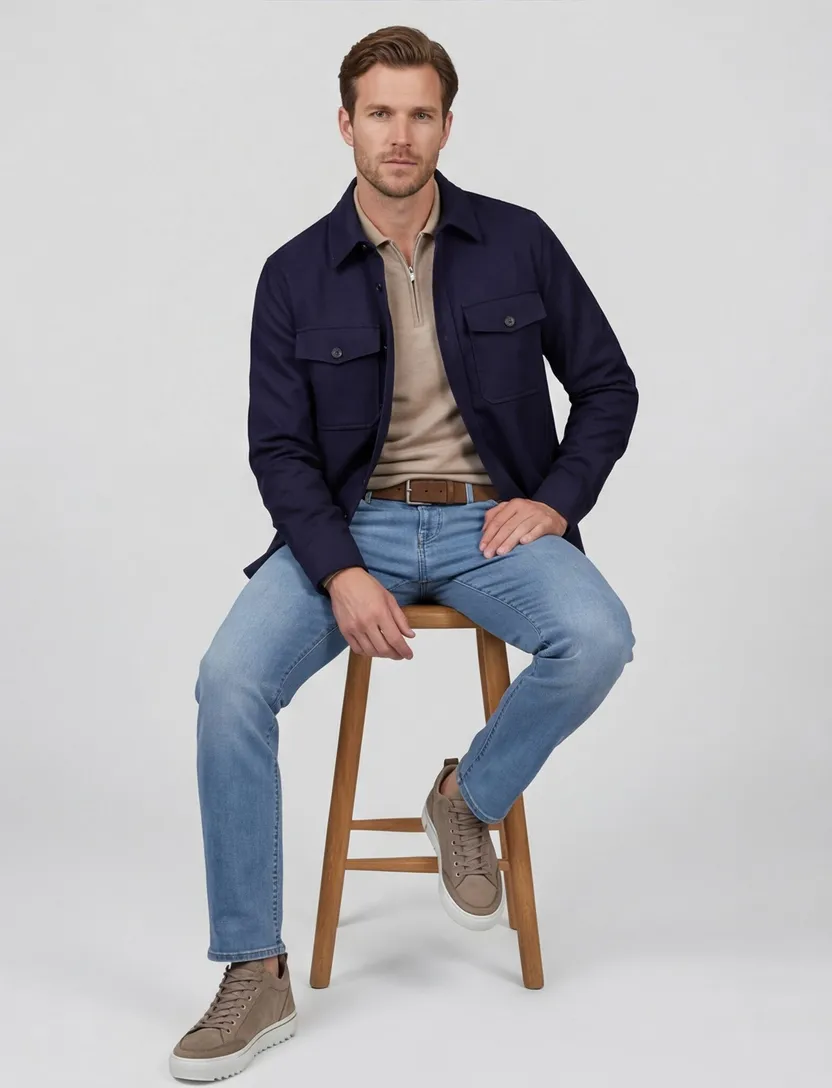 effen Overshirt Gant donkerblauw normale fit