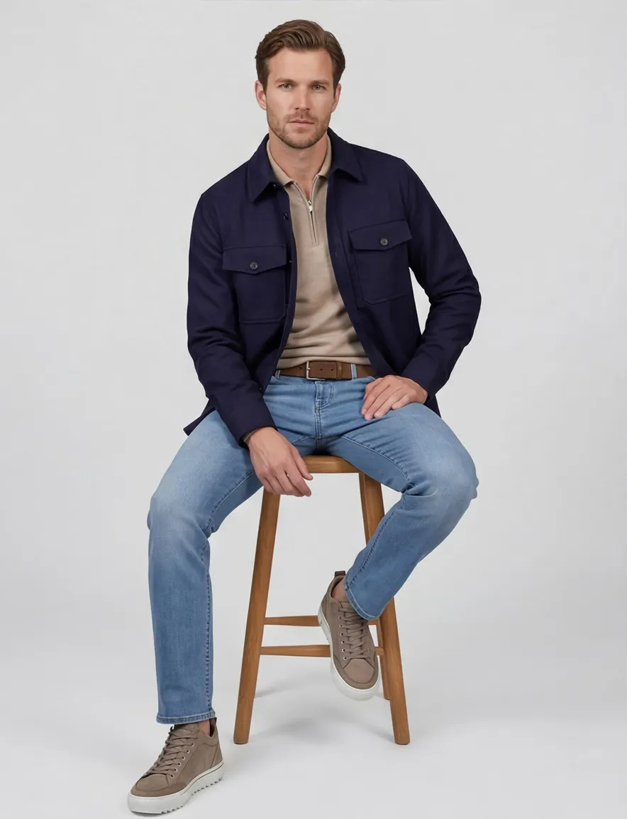 Gant overshirt donkerblauw effen normale fit