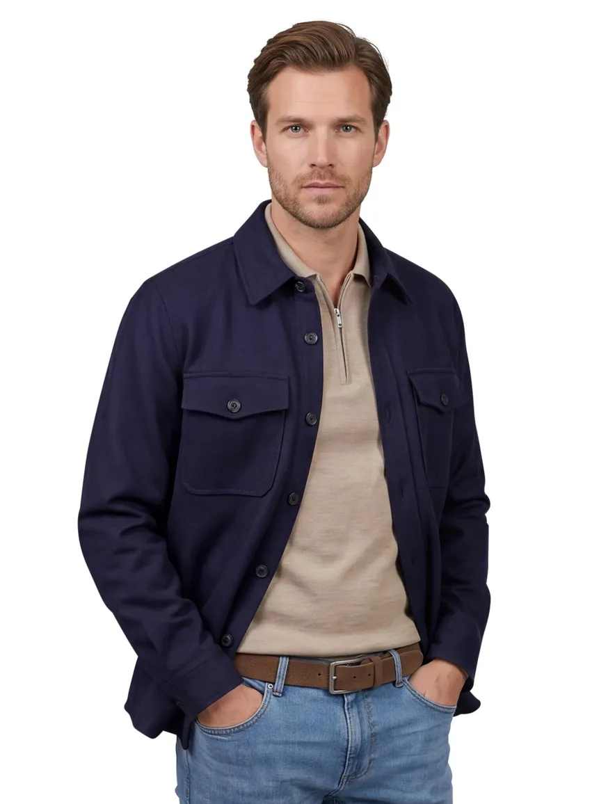 Gant overshirt donkerblauw effen normale fit