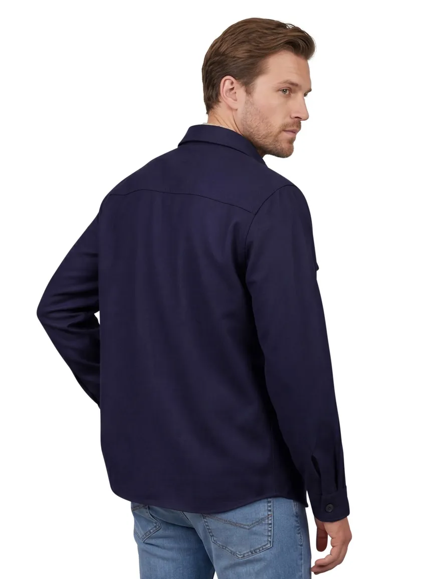 Gant overshirt donkerblauw effen normale fit