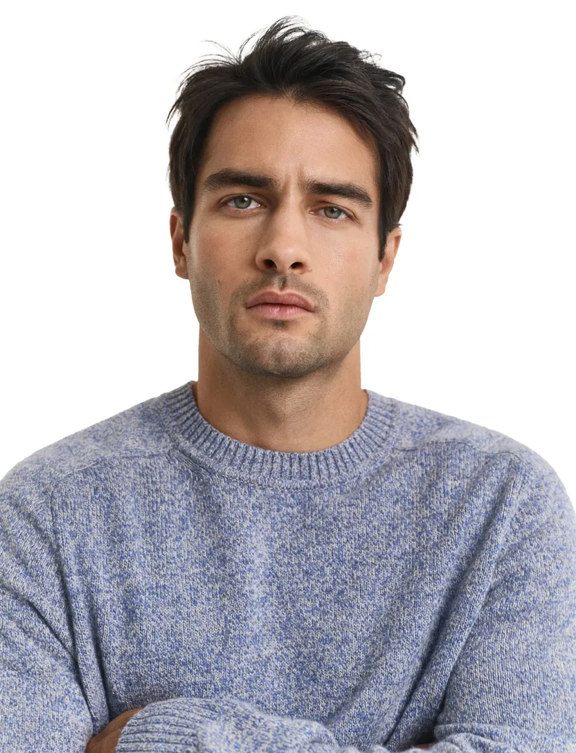 Gant regular fit trui blauw ronde hals lamswol