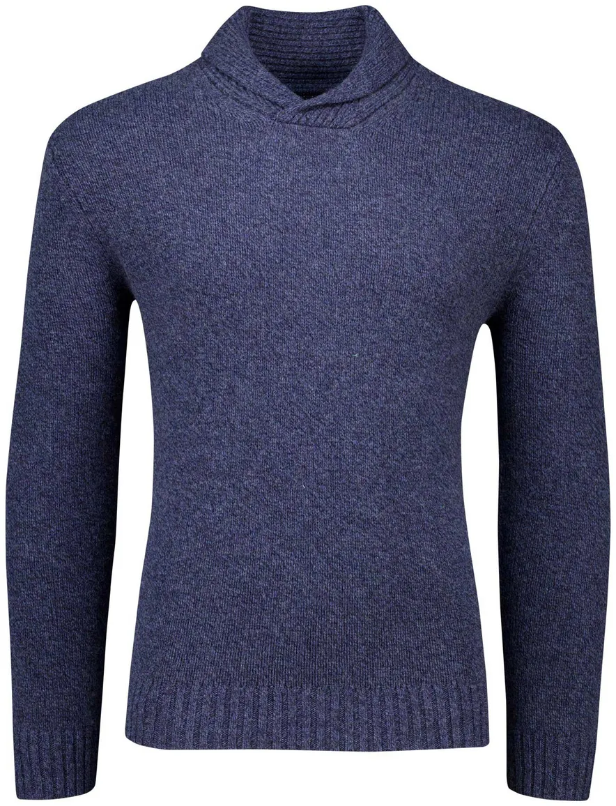 Gant Trui Blauw gemeleerd opstaande kraag lange mouw
