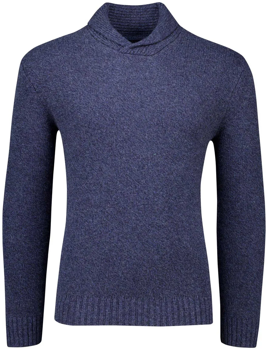 Gant Trui Blauw gemeleerd opstaande kraag