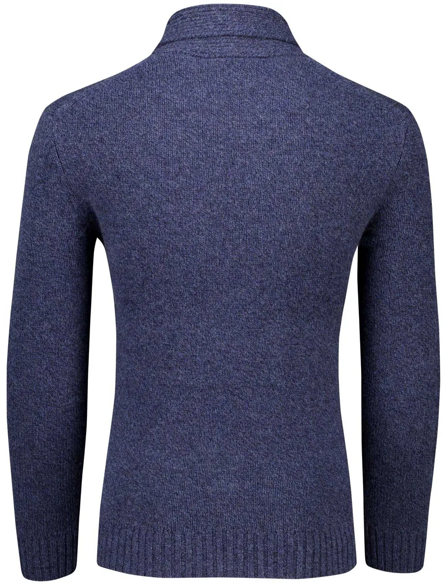 Gant Trui Blauw gemeleerd opstaande kraag lange mouw