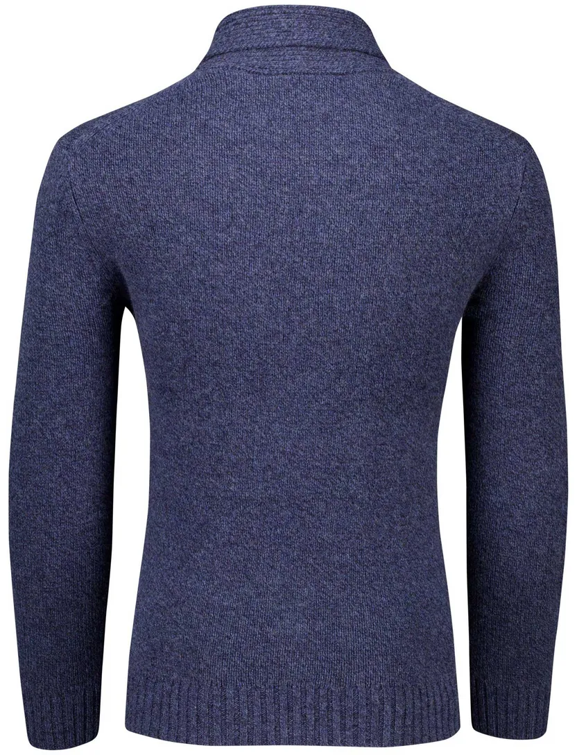 Gant Trui Blauw gemeleerd opstaande kraag wol