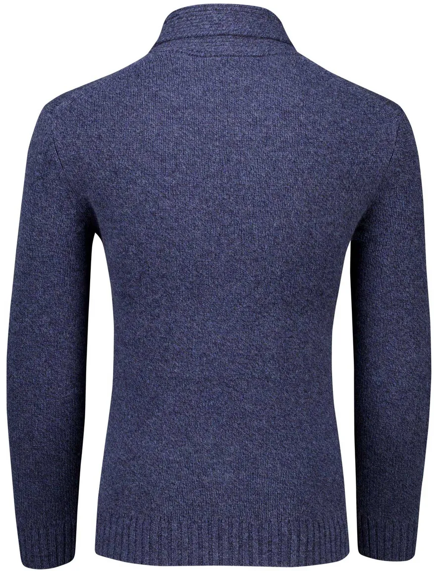 Gant Trui Blauw gemeleerd opstaande kraag