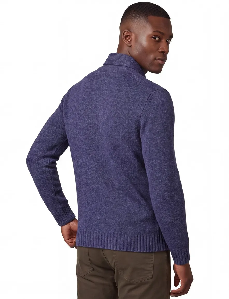 Gant Trui Blauw gemeleerd opstaande kraag lange mouw