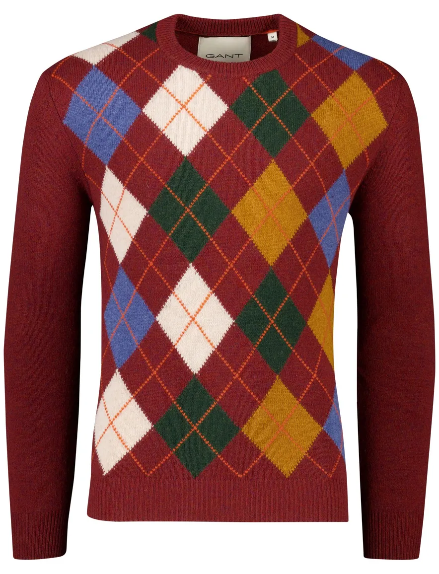 Gant Argyle regular fit trui rood geruit