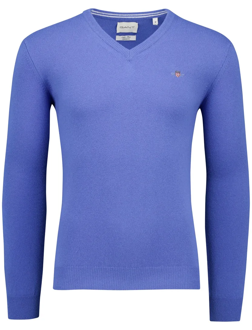Lamswol V-hals trui Gant blauw