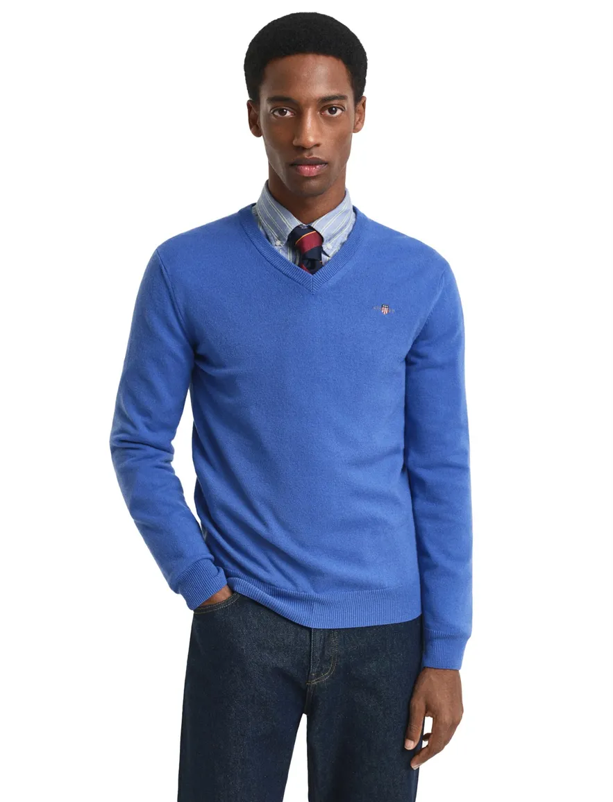 Gant V-hals trui blauw