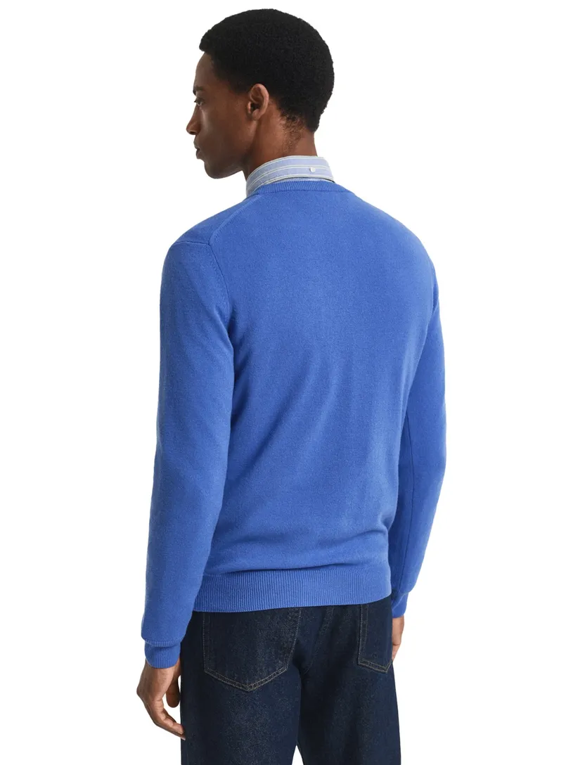 Lamswol V-hals trui Gant blauw