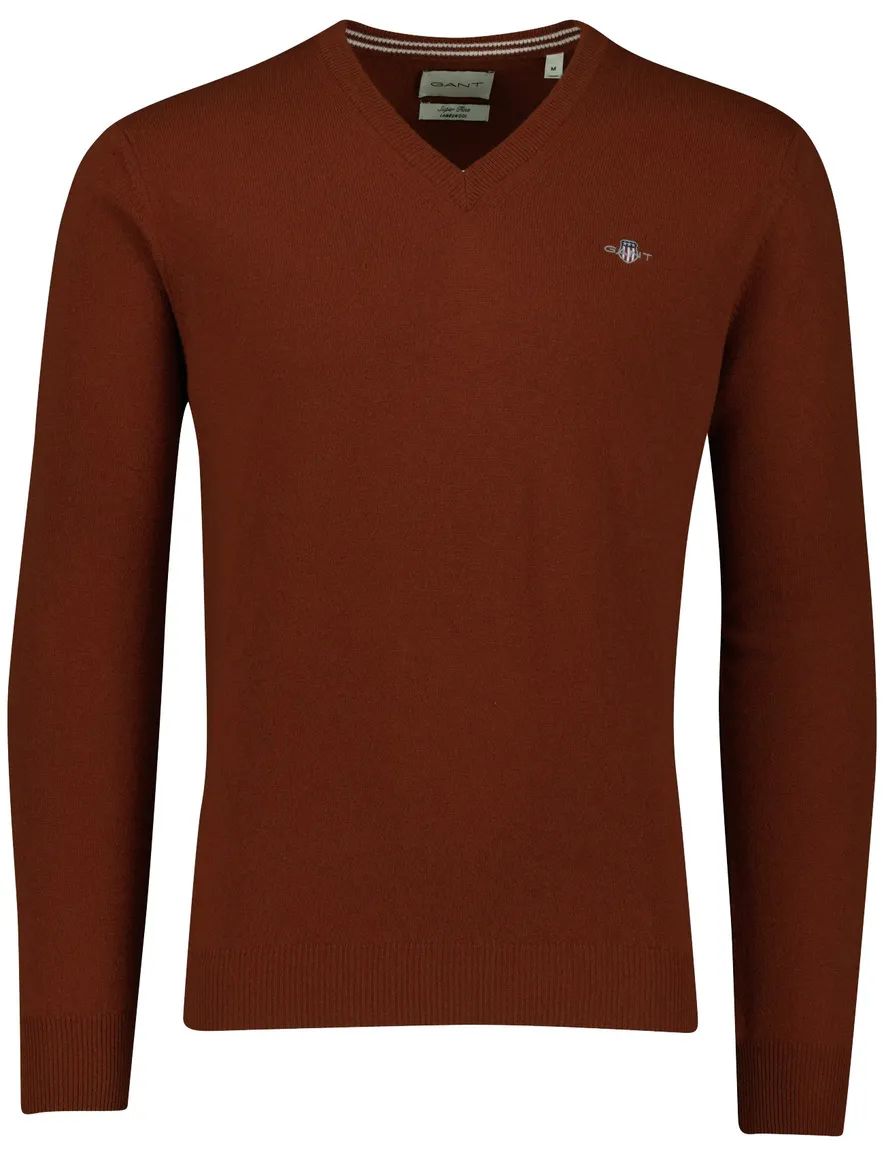 Gant trui oranje lamswol gebreid v hals