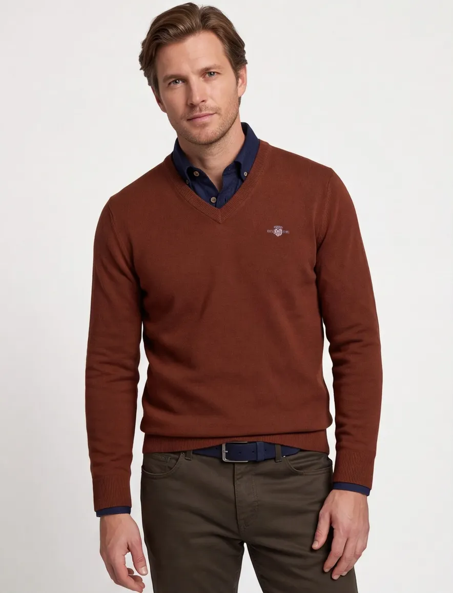 Gant trui oranje lamswol gebreid v hals