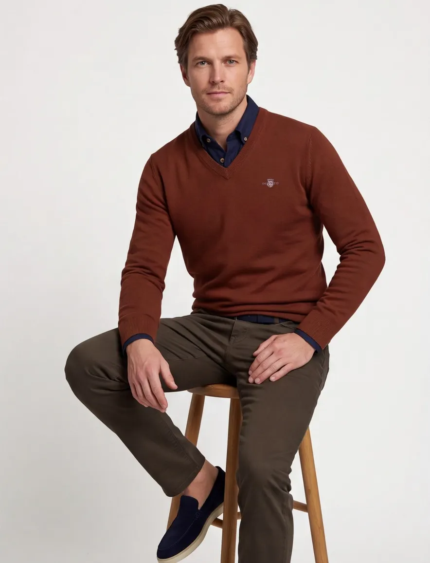 Gant trui oranje lamswol gebreid v hals