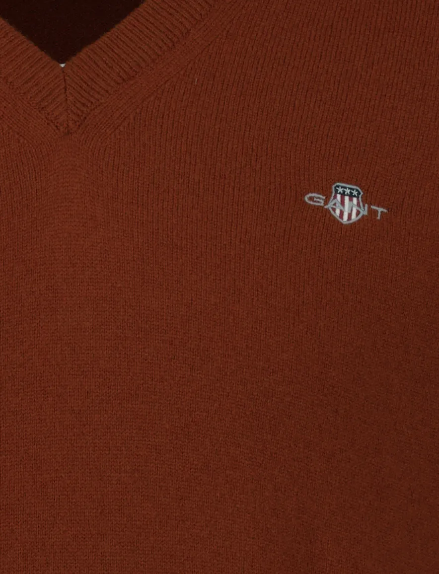 Gant trui oranje lamswol gebreid v hals