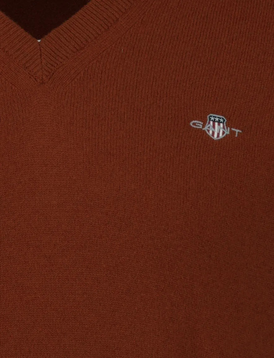 Gant trui oranje lamswol gebreid v hals