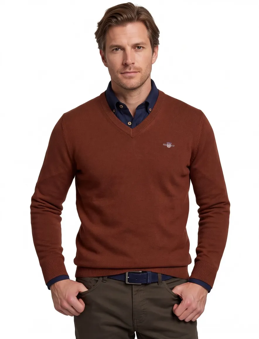 Gant trui oranje lamswol gebreid v hals