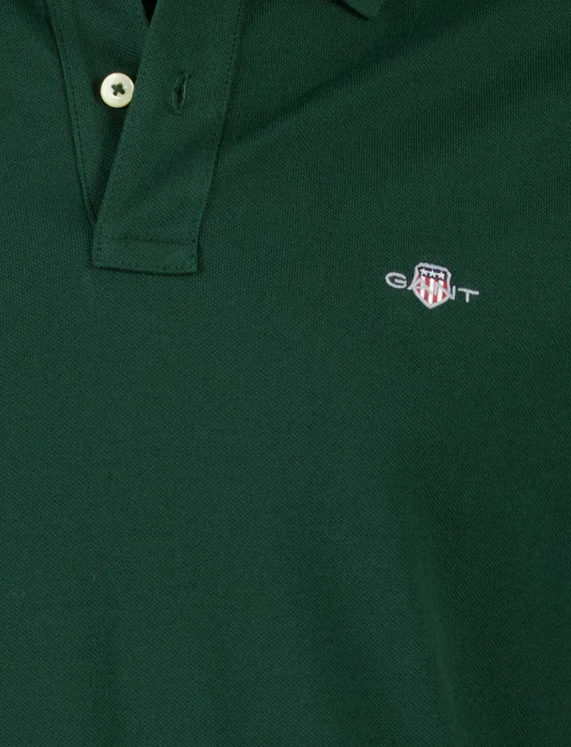 Effen Gant lange mouw polo normale fit groen