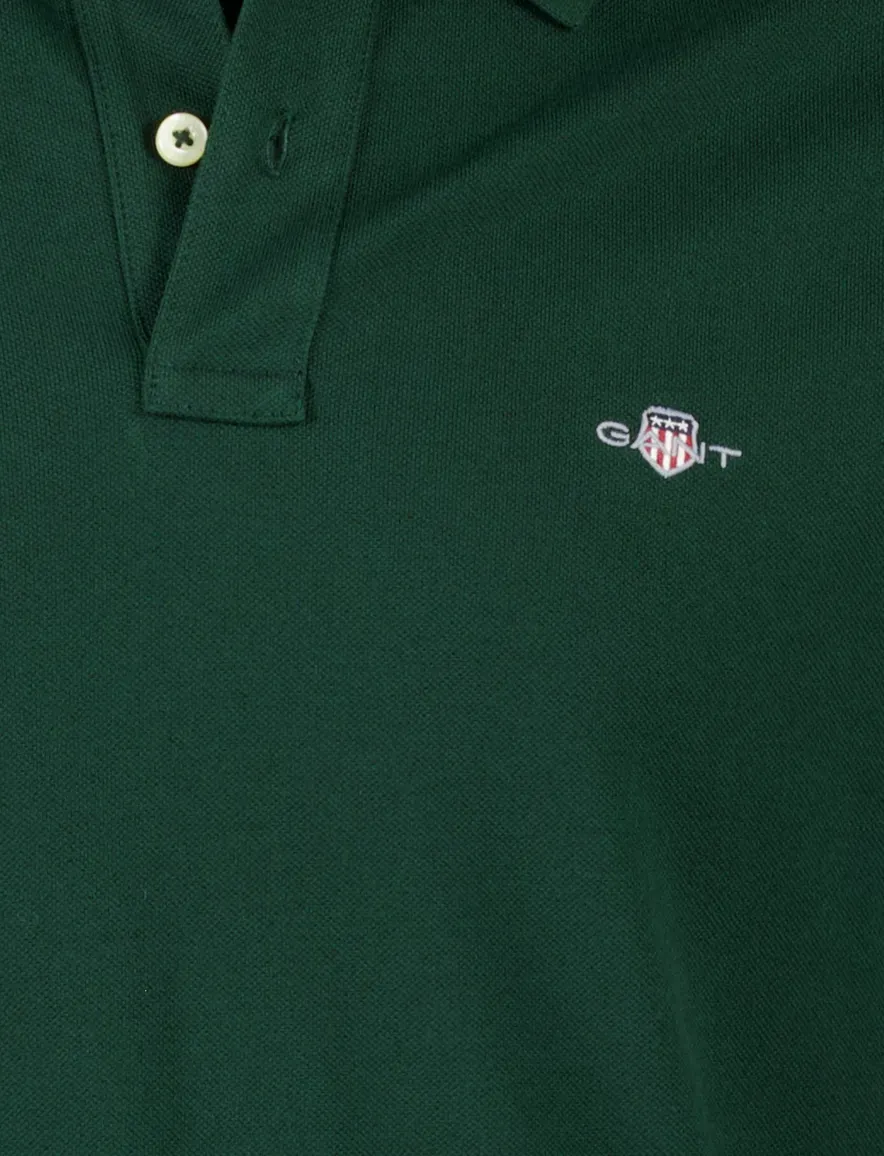 Gant effen lange mouw polo Gant normale fit groen