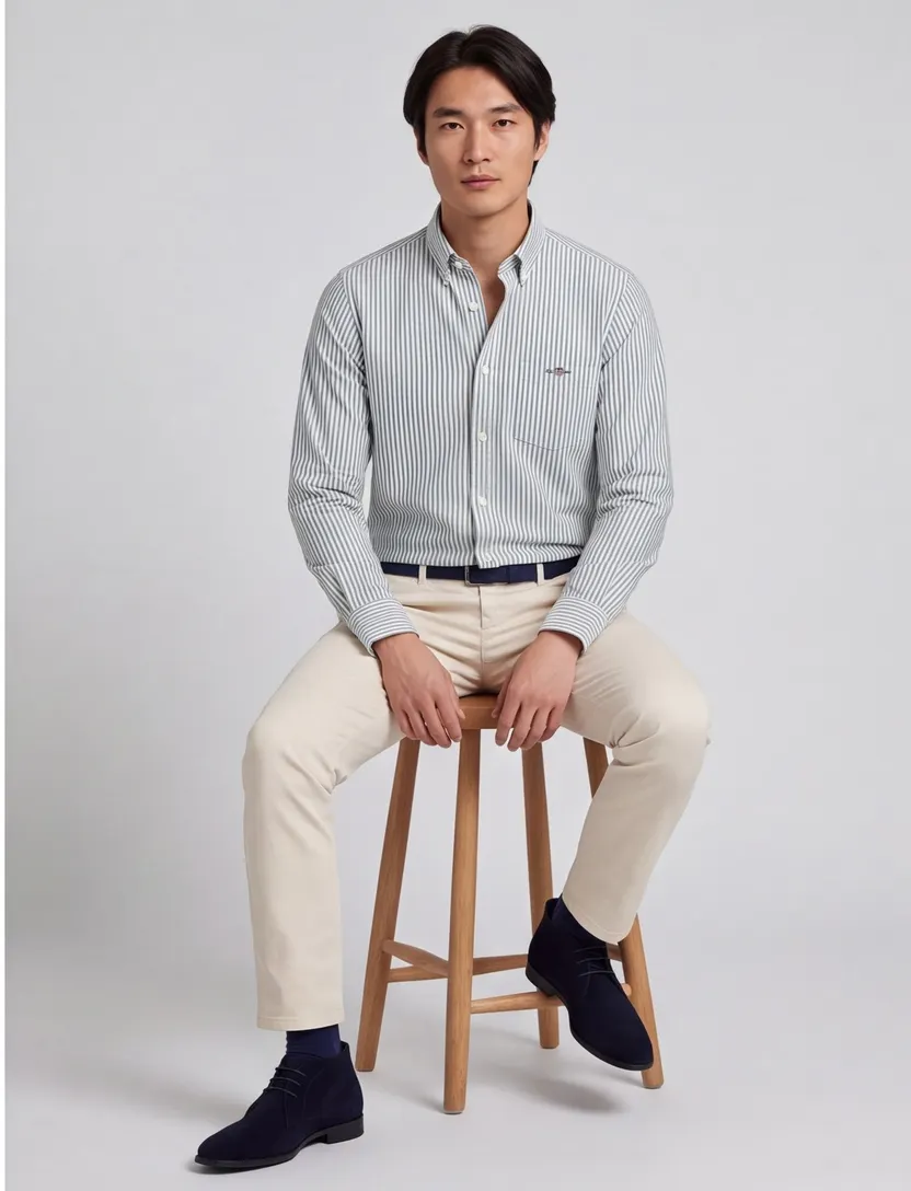 Gant casual overhemd regular fit groen