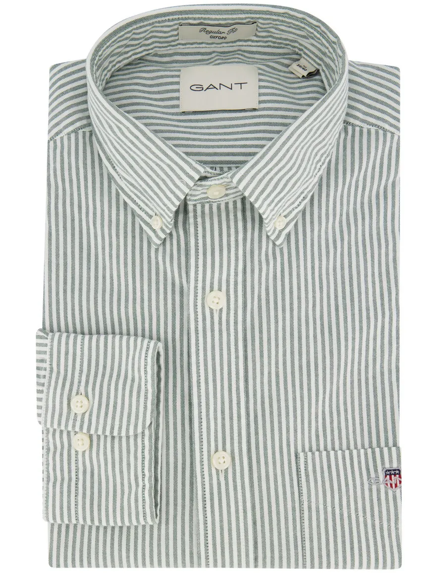 Gant regular fit casual overhemd groen gestreept