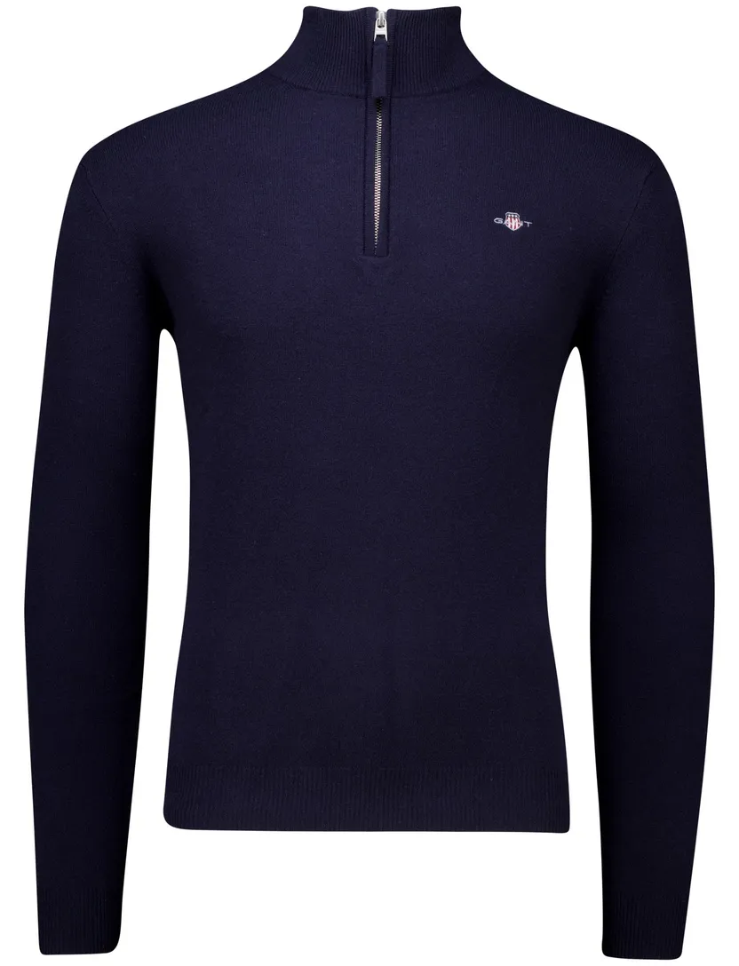 lamwollen trui Gant donkerblauw effen normale fit