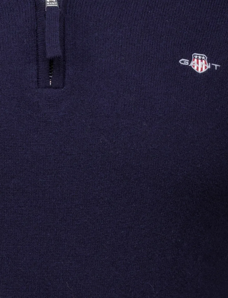 Gant trui donkerblauw effen normale fit lamswol