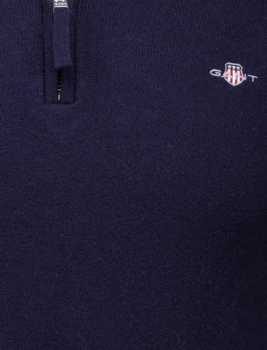 Gant trui donkerblauw effen normale fit lamswol