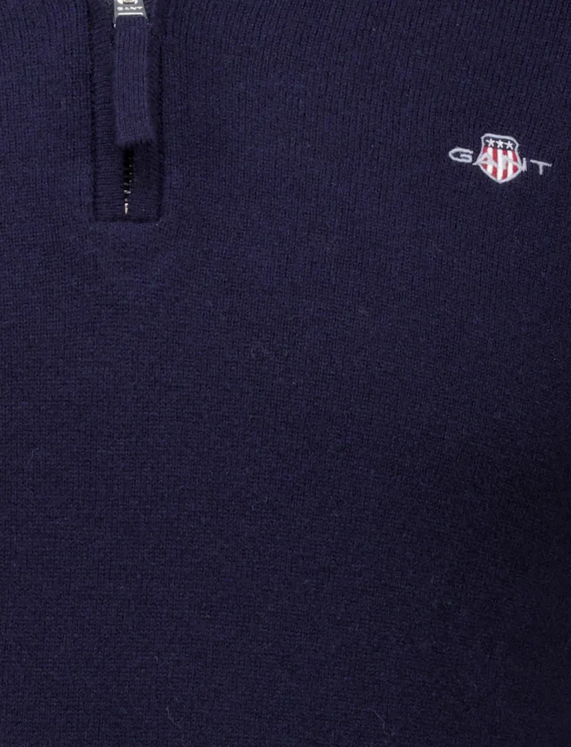 lamwollen trui Gant donkerblauw effen normale fit