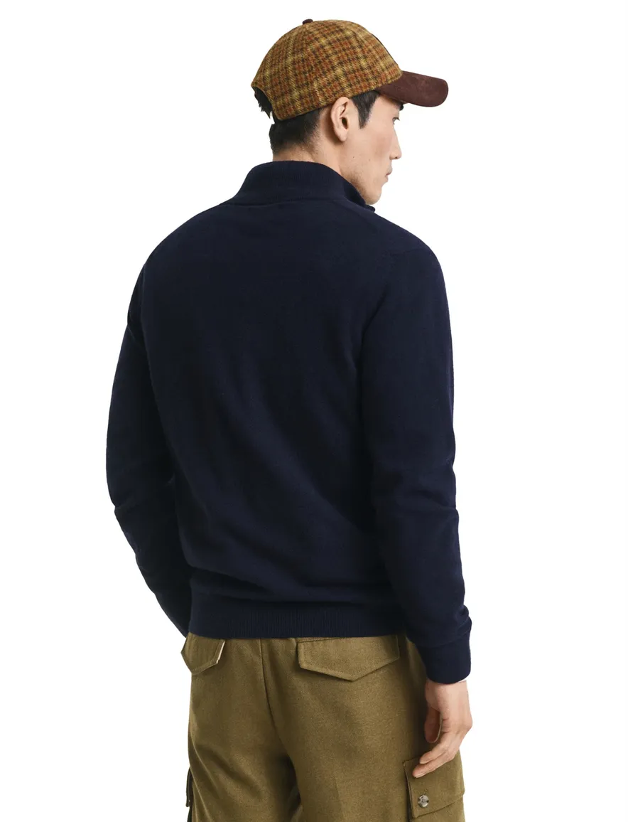 Gant trui donkerblauw effen normale fit lamswol