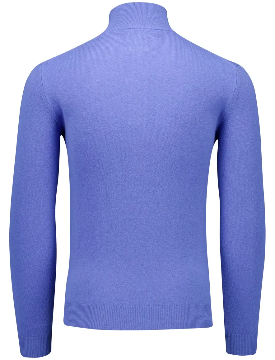 Gant trui blauw effen normale fit lamswol half zip