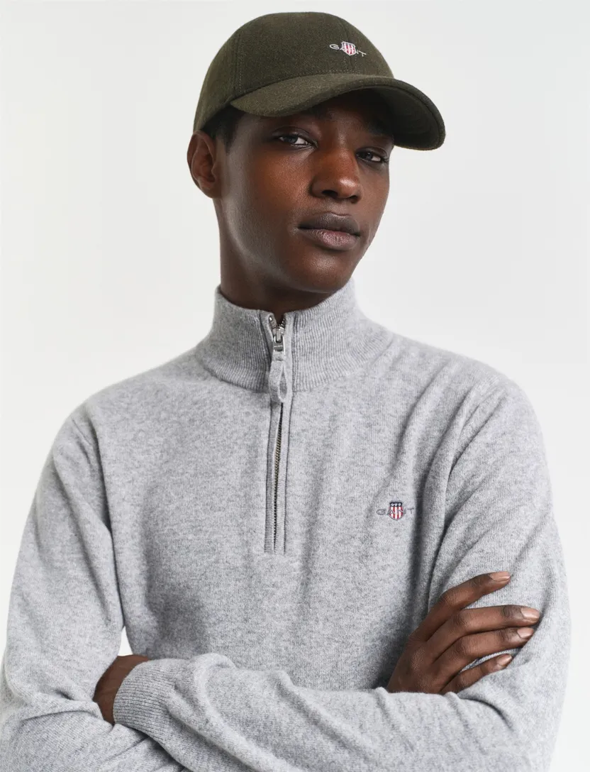 trui Gant grijs gemeleerd lamswol normale fit