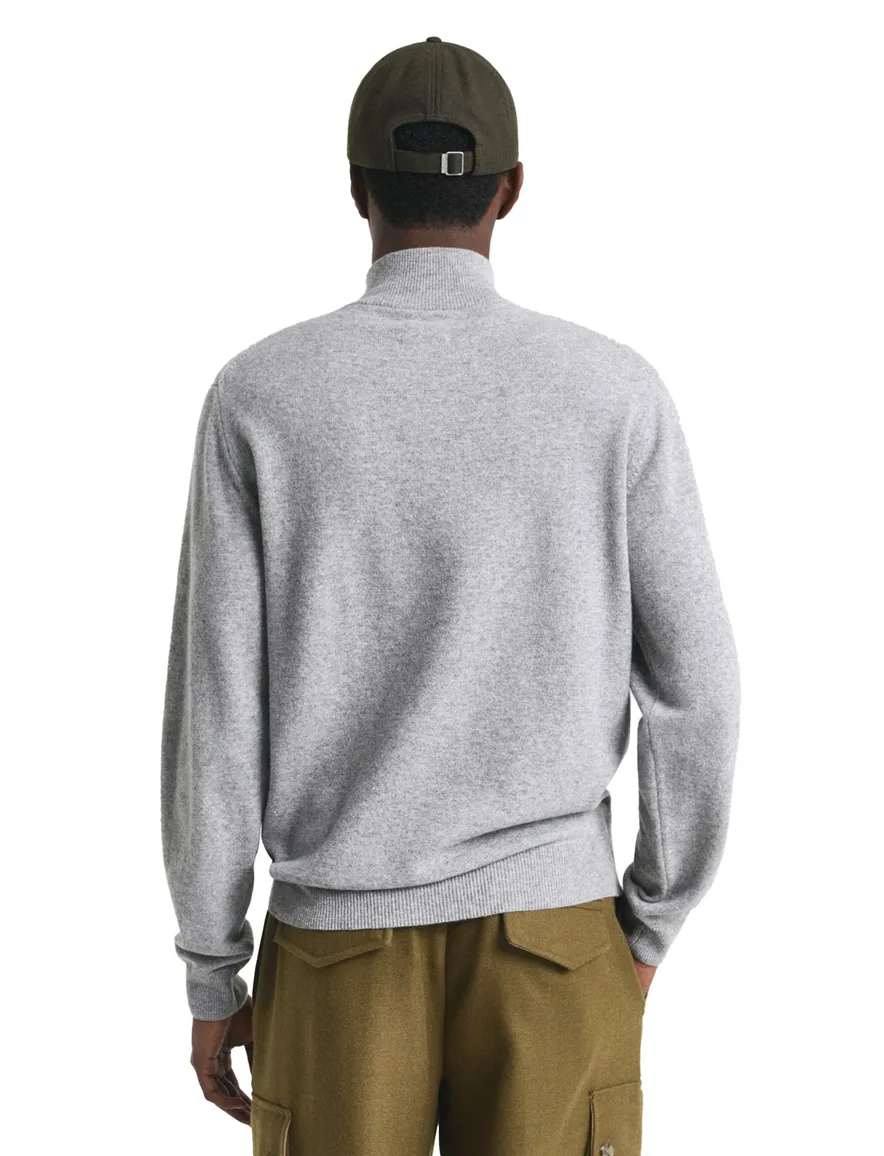 Gant trui grijs gemeleerd lamswol normale fit
