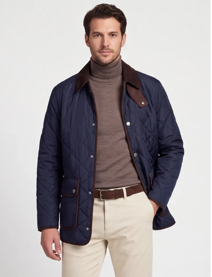 Gant fleece tussenjas donkerblauw bruin