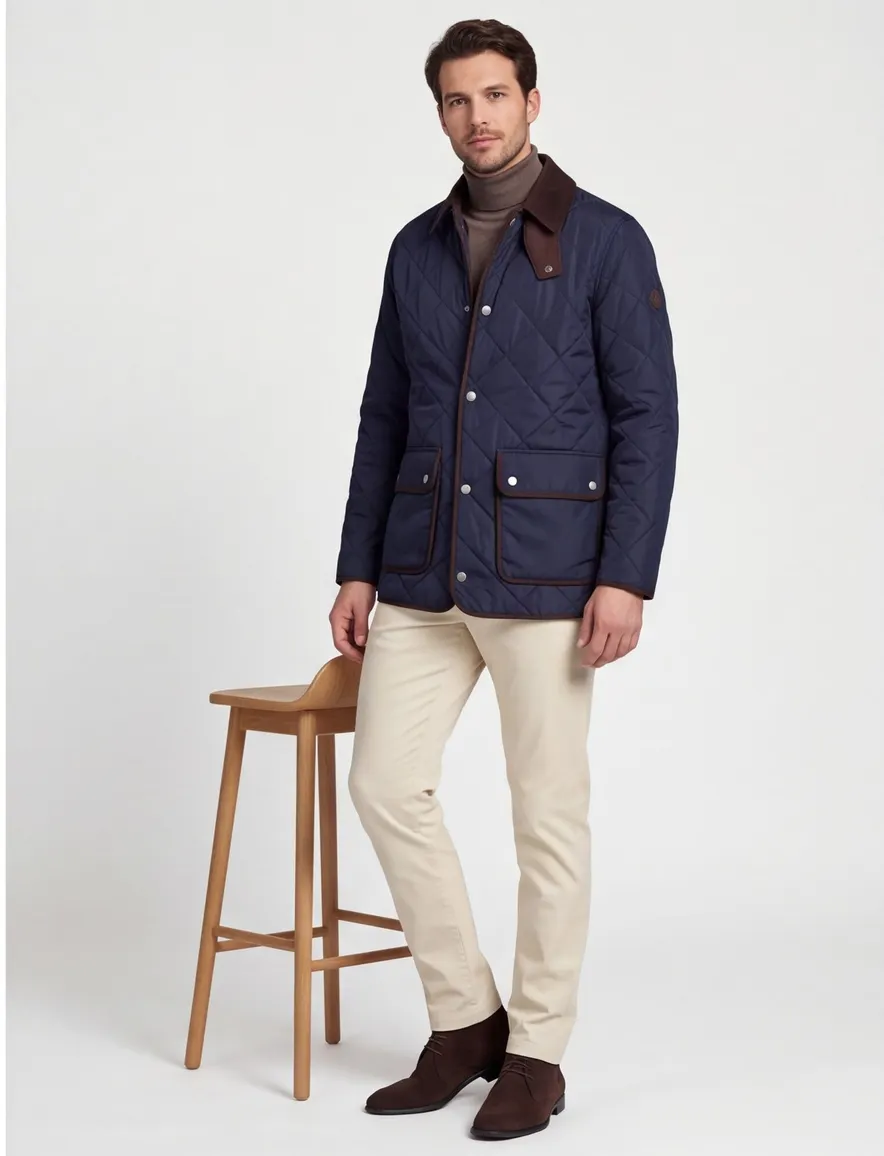 Gant fleece tussenjas donkerblauw bruin