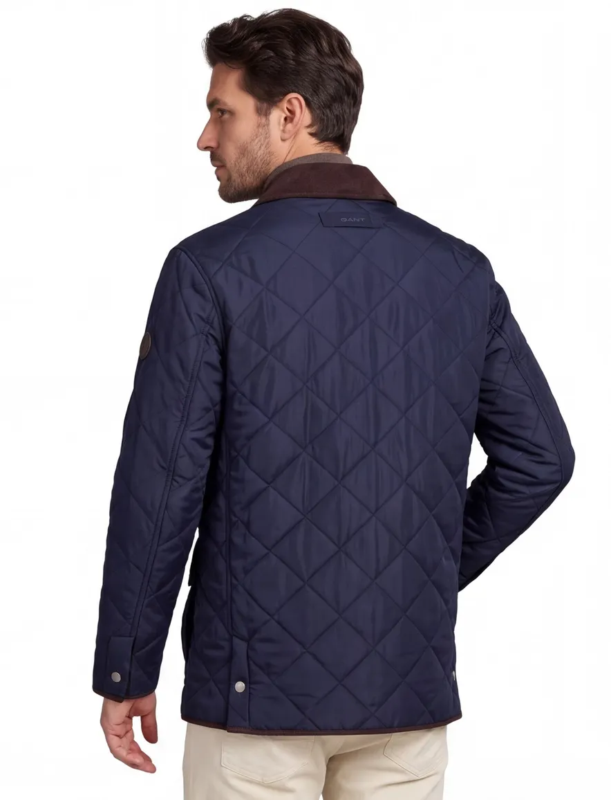 Gant fleece tussenjas donkerblauw bruin