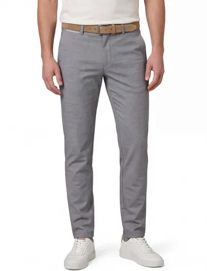 COM4 COM4 pantalon lichtgrijs modern chino collection katoen