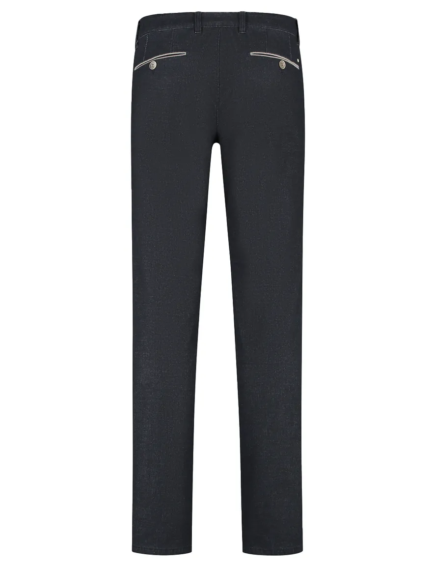 Com4 pantalon donkerblauw effen normale fit katoen chino