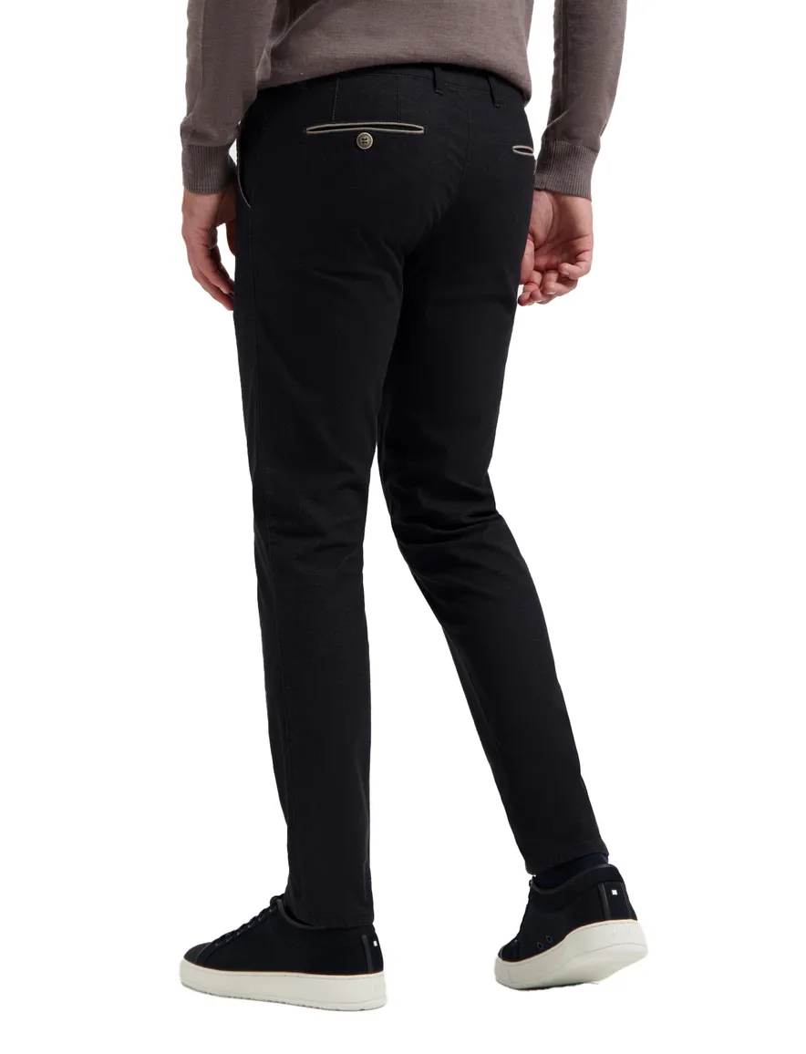 Com4 pantalon donkerblauw effen normale fit katoen chino