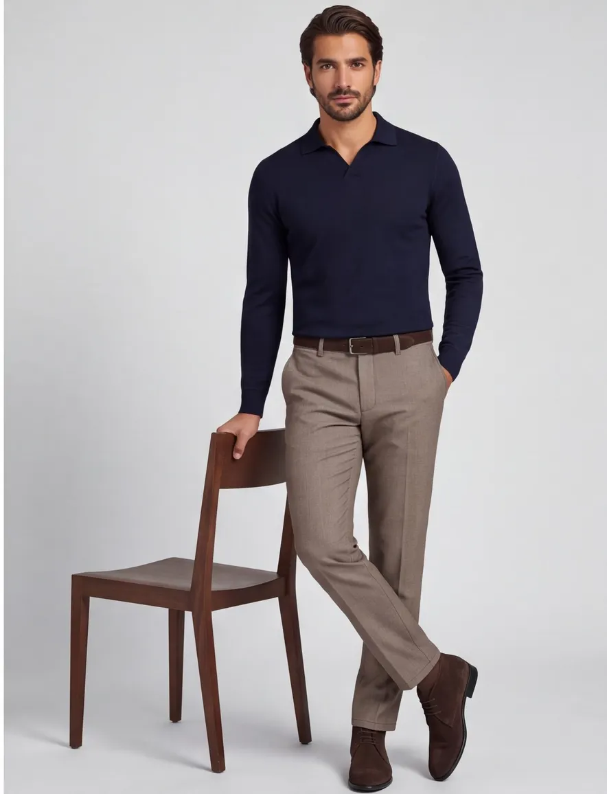 COM4 modern chino collection pantalon bruin