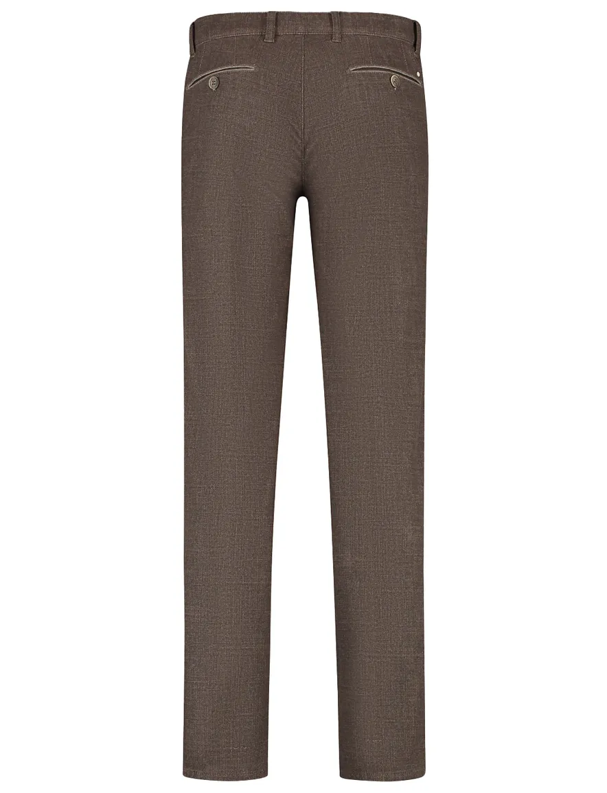 Com4 pantalon bruin effen chino normale fit katoen